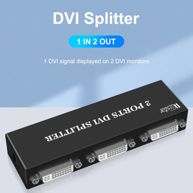 Wiistar DVI Splitter 1 in 2 Out 2 Port DVI Distribution Video Splitter 1x2 Resolution Up to 1080P for PC Laptop DVR Projector HDTV - Image 2